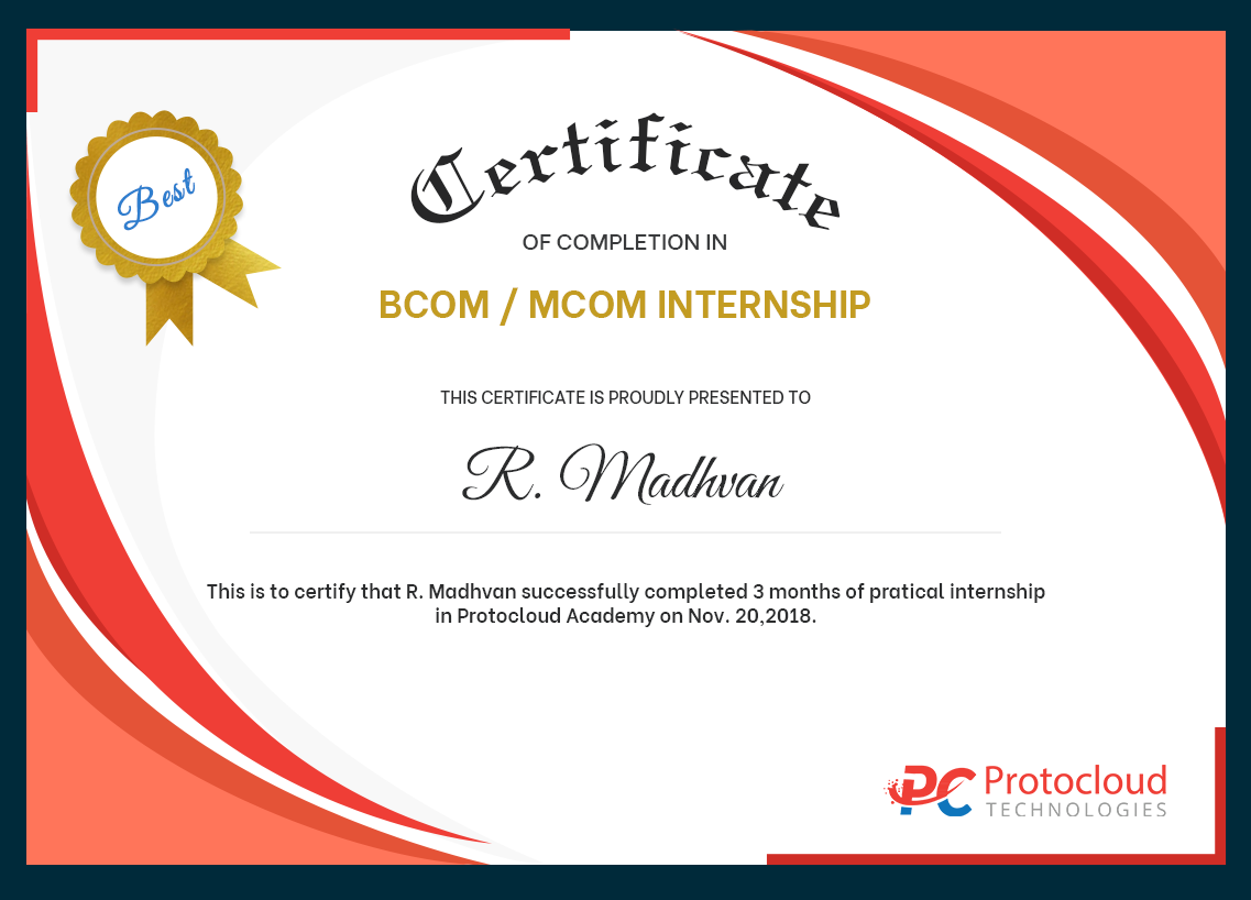 bcom mcom internship certificate